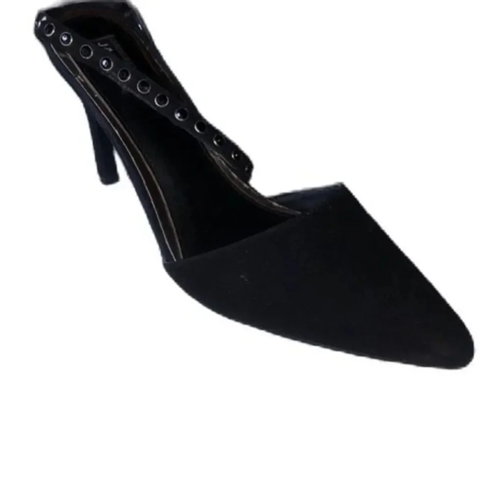 Jaggar Opulent Studded Pointed Toe Sling back Black Heels Size 10